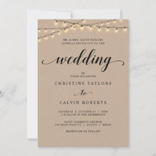 Church Wedding Ceremony, Parents Hosting, Kraft Kaart