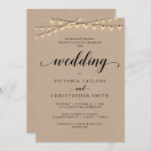 Church Wedding Ceremony, String Lights, Kraft Kaart (Voorkant / Achterkant)