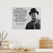 Churchill geeft nooit in poster (Keuken)