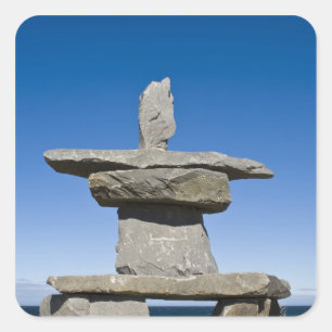 Churchill, Manitoba. Inukshuk Vierkante Sticker