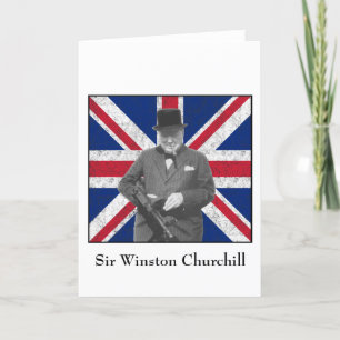 Churchill poseert met de Britse vlag Kaart
