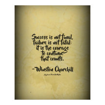 Churchill succes citaat kantoor vintage poster