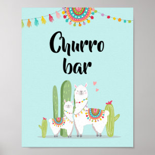 Churro Bar Snack Fiesta Llama Baby Shower Bord Poster