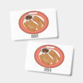 Churro cartoon illustratie badge (Voor- en achterkant)