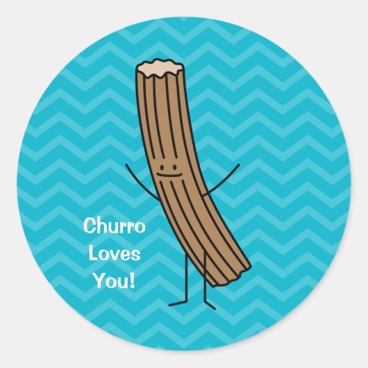 Churro houdt van je! ronde sticker (Voorkant)