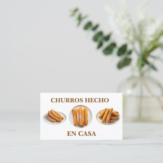 Churros hecho en casa visitekaartje (Staand voorkant)
