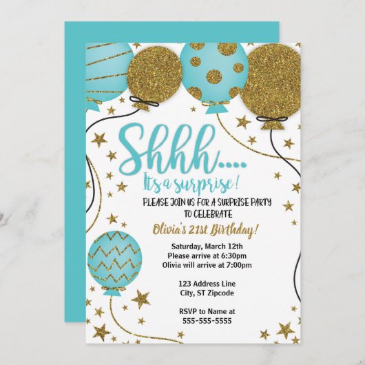 Chut, c'est une invitation à la fête surprise (Devant / Derrière)