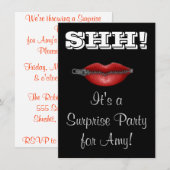 CHUT ! FERME ta bouche invitation à une fête surpr (Devant / Derrière)