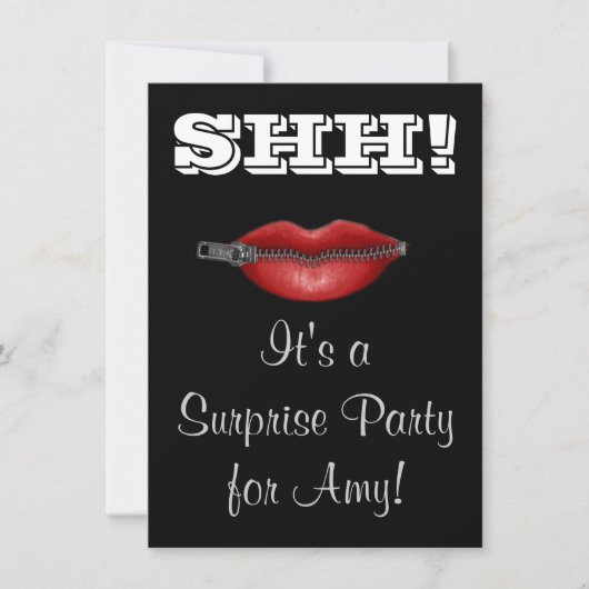 CHUT ! FERME ta bouche invitation à une fête surpr (Devant)