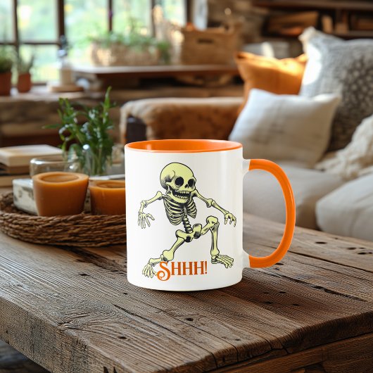 Chut ! Mug de squelette - Vibes d'Halloween amusan