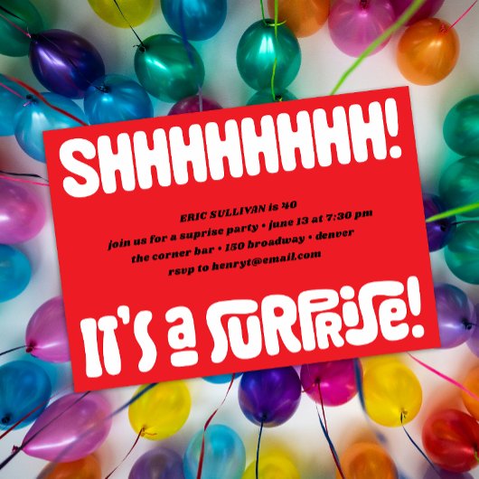 Chut ! Surprise ! Invitation à une fête