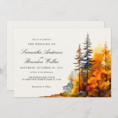 Chute amoureuse aquarelle automne Forêt Invitation (Devant / Derrière)