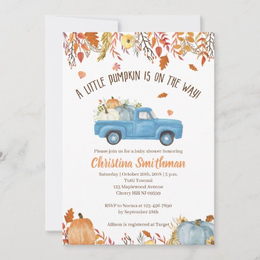 Chute Bébé Douche Invitations Pour Un Garçon (Devant)