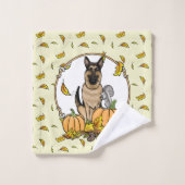 Chute berger allemand chien (tan noir) Citrouille  (Gant de toilette)
