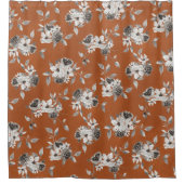 Chute Brûlé Orange Floral Douche Rideau (Devant)