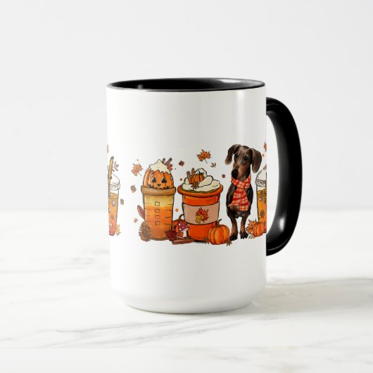 Chute Chien Mug Café, Dachsund Chien Mug, Chute Vi (Devant droit)