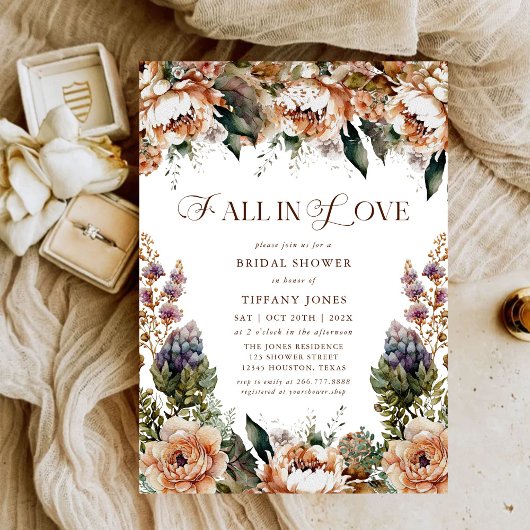 Chute d'amour Floral Bridal Shower Invitation