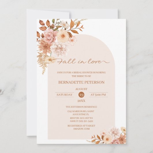 Chute d'amour Invitation de douche nuptiale (Devant)