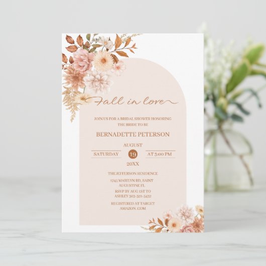 Chute d'amour Invitation de douche nuptiale (Debout devant)