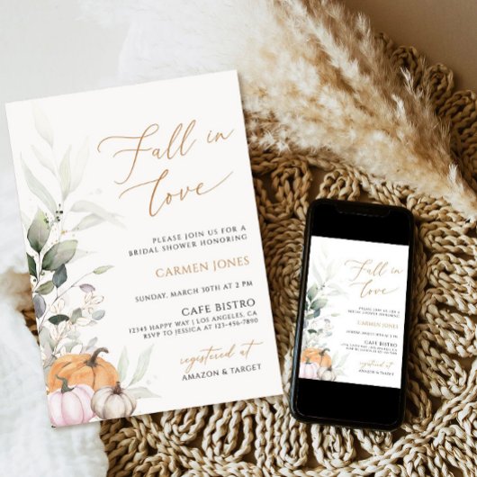 Chute d'amour Invitation de douche nuptiale, Citro