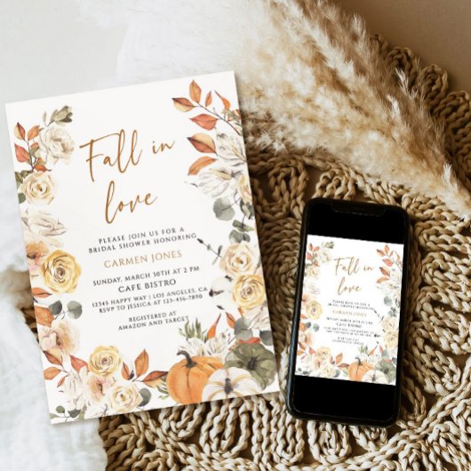 Chute d'amour Invitation de douche nuptiale, Citro