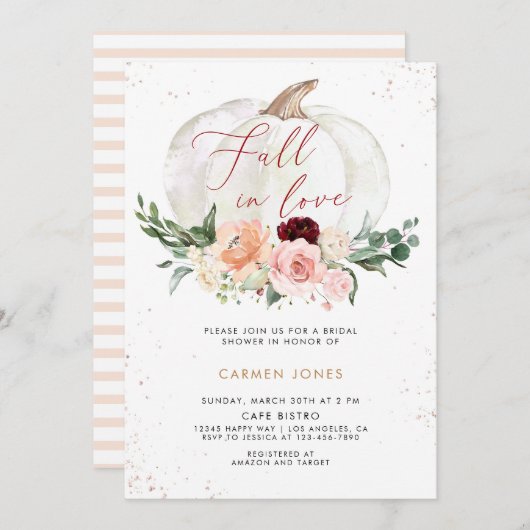 Chute d'amour Invitation de douche nuptiale, Flora (Devant / Derrière)