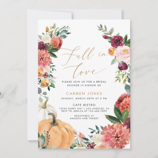 Chute d'amour Invitation de douche nuptiale, Flora (Devant)