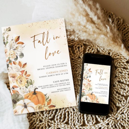 Chute d'amour Invitation de douche nuptiale, Flora