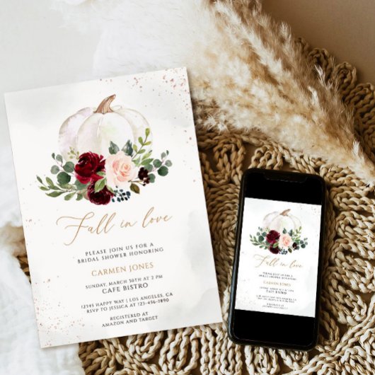 Chute d'amour Invitation de douche nuptiale, Flora