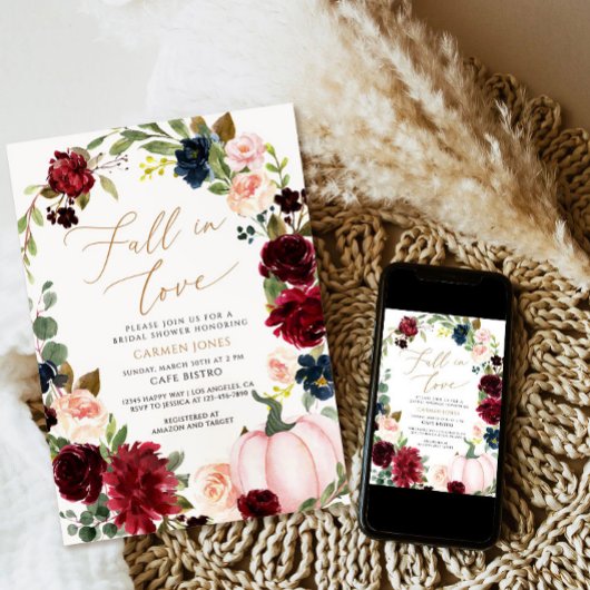 Chute d'amour Invitation de douche nuptiale, Flora