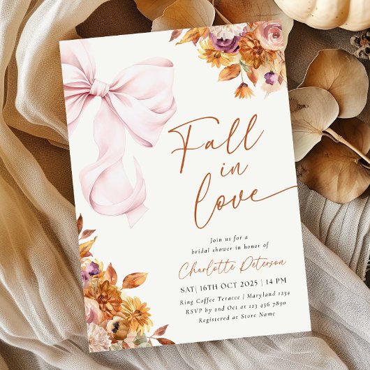 Chute dans Love Bow Floral Bridal Show Invitation