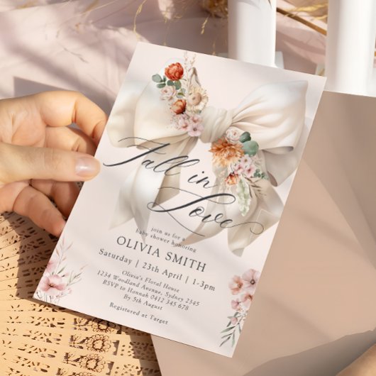 Chute dans Love Bow Invitation Baby shower Floral