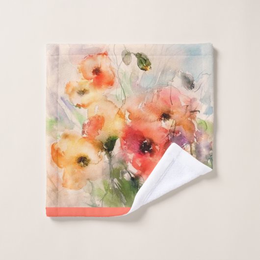 Chute d'aquarelle poppies ensemble de serviettes d (Gant de toilette)