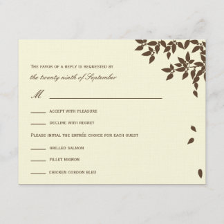 Chute des cartes de mariage Feuille RSVP/réponse (