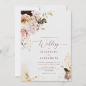 Chute d'or Bourgogne élégante invitation mariage (Devant)