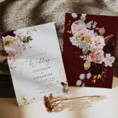 Chute d'or Bourgogne élégante invitation mariage