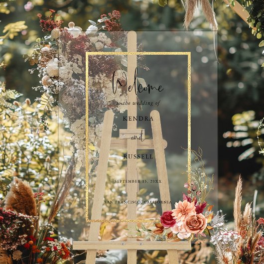 Chute dorée Terracotta Floral Bienvenue