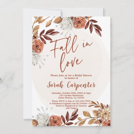 Chute en amour Automne nuptiale douche Invitation (Devant)