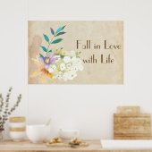 Chute en amour avec la vie Poster Floral (Cuisine)