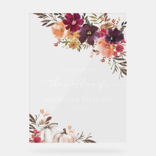 Chute en amour Citrouille Floral Mariage Bienvenue (Recto)