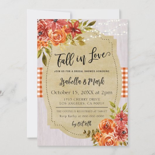 Chute en amour Invitation à la douche nuptiale (Devant)