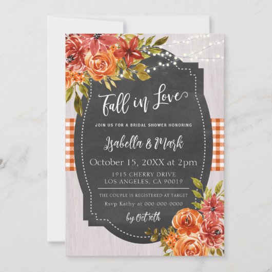 Chute en amour Invitation à la douche nuptiale (Devant)