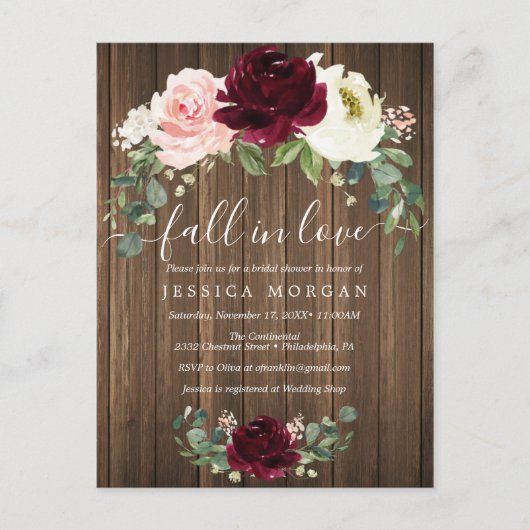 Chute En Amour Invitation À La Douche Nuptiale (Devant)