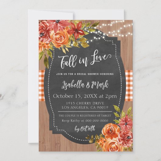 Chute en amour Invitation à la douche nuptiale (Devant)
