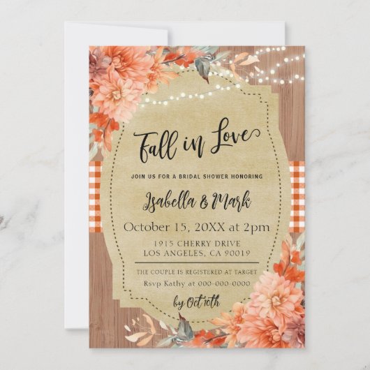 Chute en amour Invitation à la douche nuptiale (Devant)