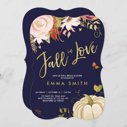 Chute en Amour Nuptiale invitation Bébé Automne (Devant / Derrière)