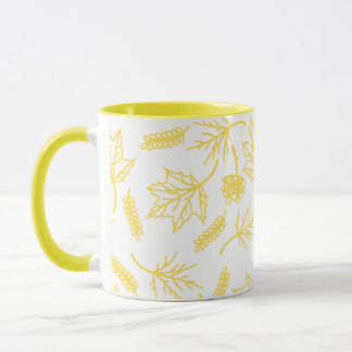 Chute Feuille Jaune Outline Mugs Deux Tons