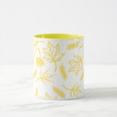 Chute Feuille Jaune Outline Mugs Deux Tons (Centre)