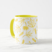 Chute Feuille Jaune Outline Mugs Deux Tons (Devant gauche)
