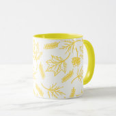 Chute Feuille Jaune Outline Mugs Deux Tons (Devant droit)